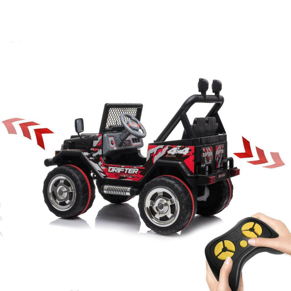 Electric Jeep for Kids Black with Decoration