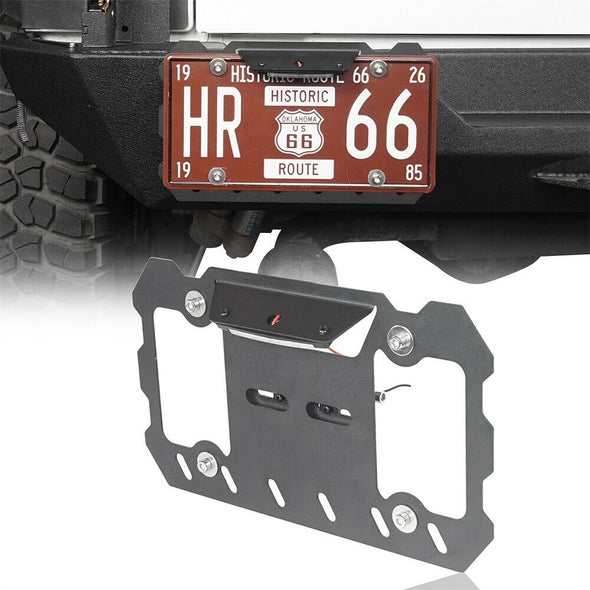 Plate Relocation Bracket Holder with LED Light for all Jeeps 1955-2021