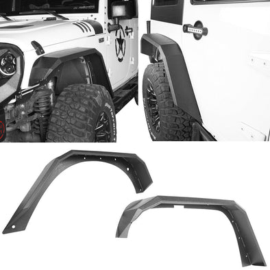 Steel Textured Wide Front & Rear Fender Flares For 07-18 Jeep Wrangler JK